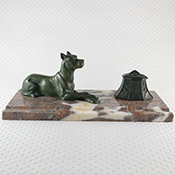 Antique Inkstand - Dog - Great Dane - German Mastiff