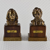 Pair of Antique Sculptures - Composers - Franz Liszt - Frédéric Chopin