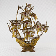 Antiga Maquete de Navio - Caravela Portuguesa - Cristóvão Colombo