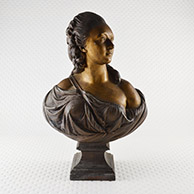 Venda online de um busto antigo de petit bronze com pátina dourada representando Madame du Barry - Condessa du Barry - Amante de Luís XV. Final do século XIX