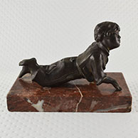 Antique Sculpture - Little Boy Playing on the Floor