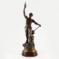 Antique Sculpture - Allegory of the Work - Man with a Hammer and an Anvil